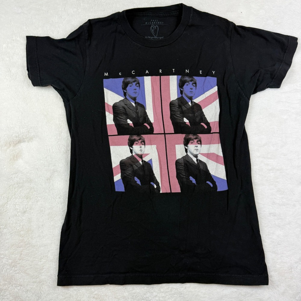 Paul McCartney Tour 2015 Graphic T-Shirt Black Union Jack Mens Small Concert Tee